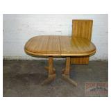 Oak Double Pedestal Dining Table & 2 18' Leaves.