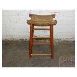 Neat Vintage Stool w/ Shaped Rush Seat.