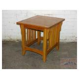 Oak Mission Style End Table. 22X24X21