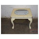 Painted Side Table w/ Beveled Glass.