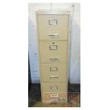 Tan 4 Drawer Letter Size Filing Cabinet.