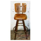 Mid Century Swivel Bar Stool w/ Slat Back.