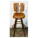 Mid Century Swivel Bar Stool w/ Slat Back.