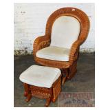 Nice Wicker Glider Rocker w/ Footstool.