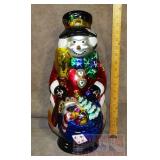 Neat Glass Snowman Figure. 18" High.