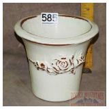 Pottery Planter w/ Floral Decoration.