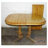 Oak Double Pedestal Dining Table & 2 18' Leaves.