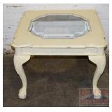 Painted Side Table w/ Beveled Glass.