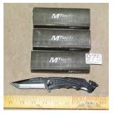 3 New M-Tech USA  Black Folding Knives.