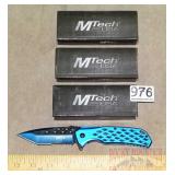 3 New M-Tech USA Blue Folding Knives.