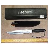 New M-Tech USA 15" Knife w/ Leather Sheath.