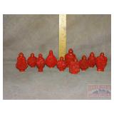 10 Cinnebar Style Decorative Snuff Bottles.