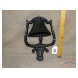 Cast Iron Wall Mount Steer Head Bell. 12" high.