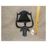 Cast Iron Wall Mount Steer Head Bell. 12" high.