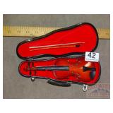 Miniature Violin w/ Bow in Case.  8".