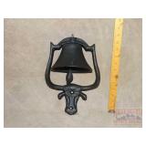 Wall Mount Cast Iron Steer Head Bell. 12" high.