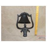 Wall Mount Cast Iron Steer Head Bell. 12" high.