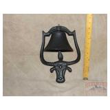 Wall Mount Cast Iron Steer Head Bell. 12' high.