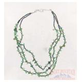 18' Triple Strand Polished Jade Necklace.