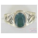 Fancy German Silver Cuff Bracele w/ Center Stone.