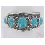 Turquoise & German Silver Cuff Bracelet.