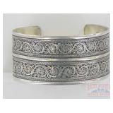 German Silver Filigree Cuff Bracelet.