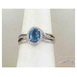 Sterling Silver, Blue & White Topaz  Dress Ring.