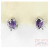 Sterling, Amethyst & White Topaz Earrings.