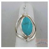 Sterling, Turquoise/Abalone Dress Ring, 6.5