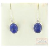 Modern Style Blue Lapis & Sterling Drop Earrings.