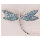 Swarovski Style Blue Dragonfly Brooch.