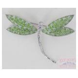 Swarovski Style Green Dragonfly Brooch.