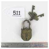 Heavy Cast Brass Garden Gate Padlock.