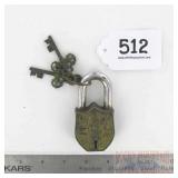 Heavy Cast Brass Garden Gate Padlock.