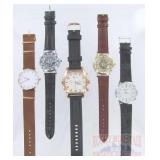 5 New Geneva Men's Quartz Watches.