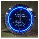 New "Nova Super Sport" Neon Clock, 15".