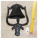 Cast Iron Wall Mount Steer Head Bell. 12" high.