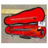 Miniature Violin w/ Bow in Case.  8".