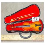 Miniature Violin w/ Bow in Case.  7".