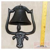 Wall Mount Cast Iron Steer Head Bell. 12" high.