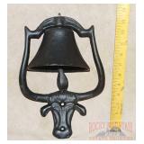 Wall Mount Cast Iron Steer Head Bell. 12' high.