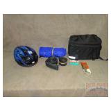 Black Nylon Bike Bag & Bell Helmet.