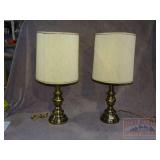 2 Brass Table Lamps w/ Shades.