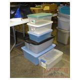 6 Assorted Plastic Storage Containers.