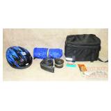 Black Nylon Bike Bag & Bell Helmet.