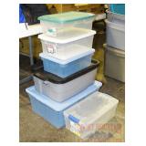 6 Assorted Plastic Storage Containers.