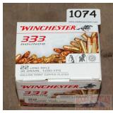 333 Winchester .22 LR 36 G HP Cartridges.