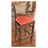 BAR CHAIR/WOOD W/VINYL SEAT/FABRIC BACK