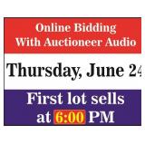 1st lot sells at 6:00 PM on Thursday, June 24