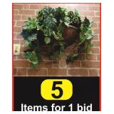 (5) Wall Mount Planters w/Silk Plants